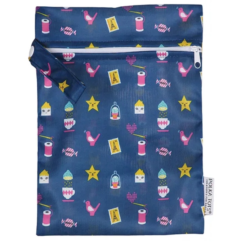 POLKA TOTS Waterproof & Reusable Wet Dry  Diaper Bag with Zipper for Travel Toiletries (30 x 40 CM Mix)