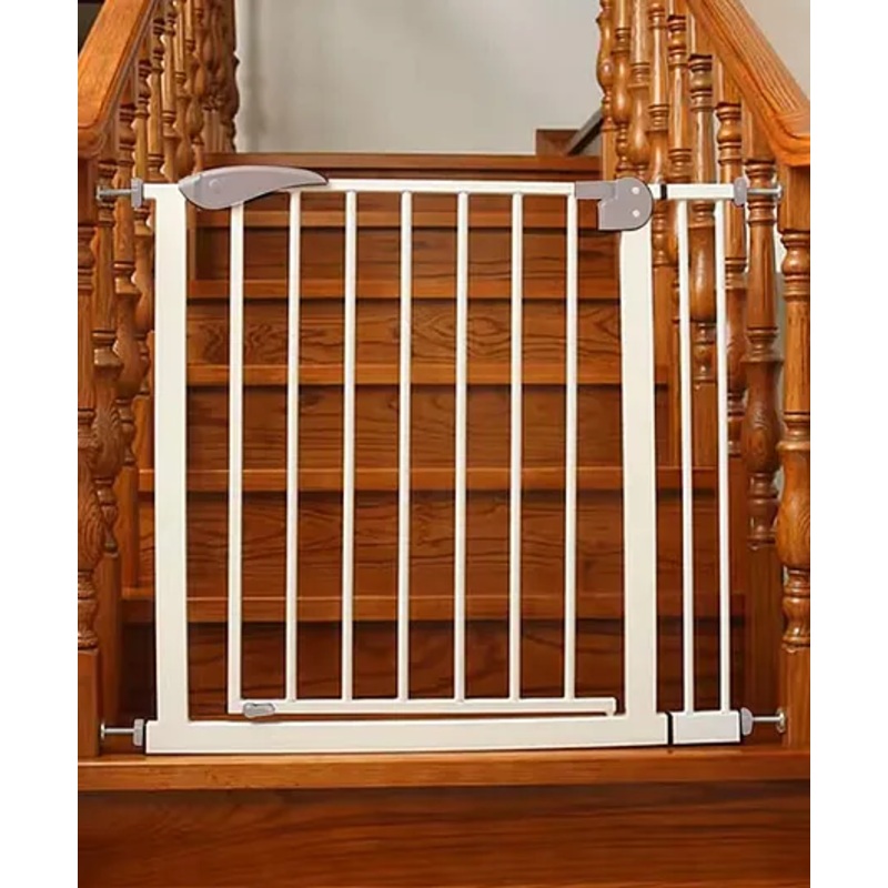 Safe-O-Kid Adjustable One-Year Warranty Baby Safety Gate (75-85 cm)  Durable Metal Child Gate for Kids, Dog Gate, Baby Gate with 2-Way Auto-Close, Secret Lock, No Drill Required (Grey)