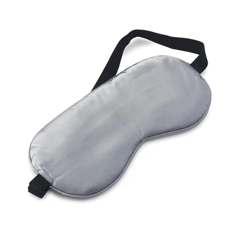 Solid Coloured Satin Eye Mask With Adjustable Strap – Grey