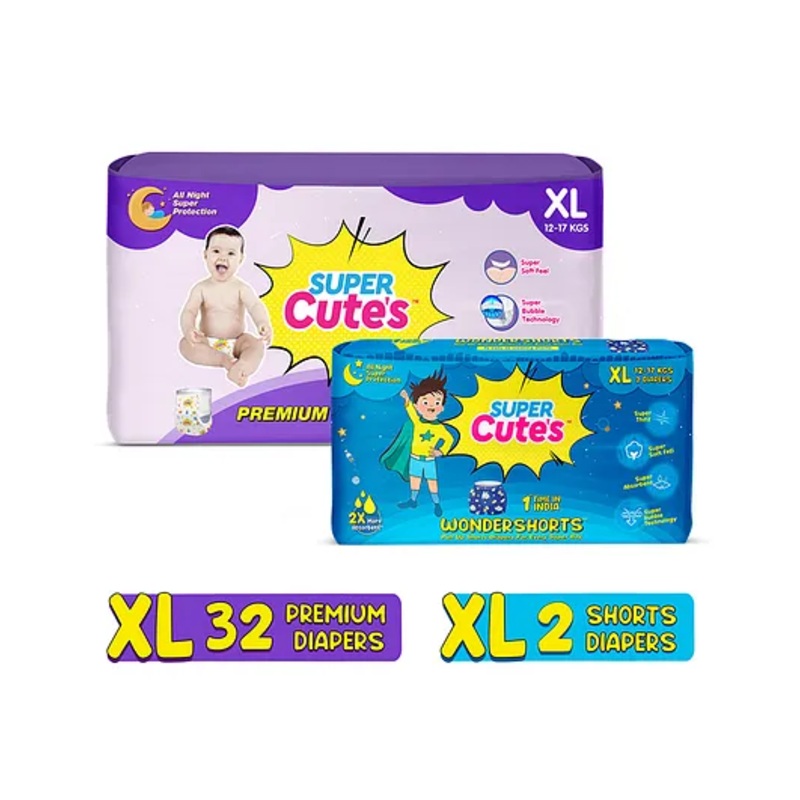 Super Cute’s Premium Wonder Pullups Diaper Large and Wonder Shorts Diaper Large – 34 Pieces