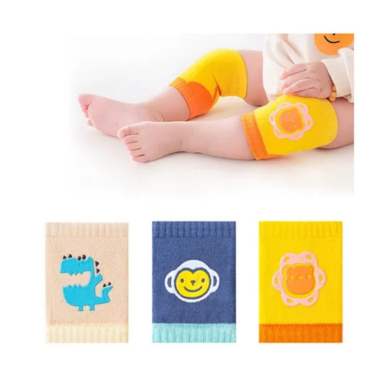 SYGA Pack Of 3 Cotton Knee Pads – Khaki & Blue & Yellow