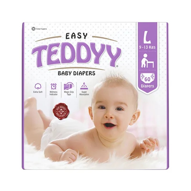 Teddyy Baby Easy Tape Diapers Large 60 Diapers (Pack of 1)  9-13 kgs