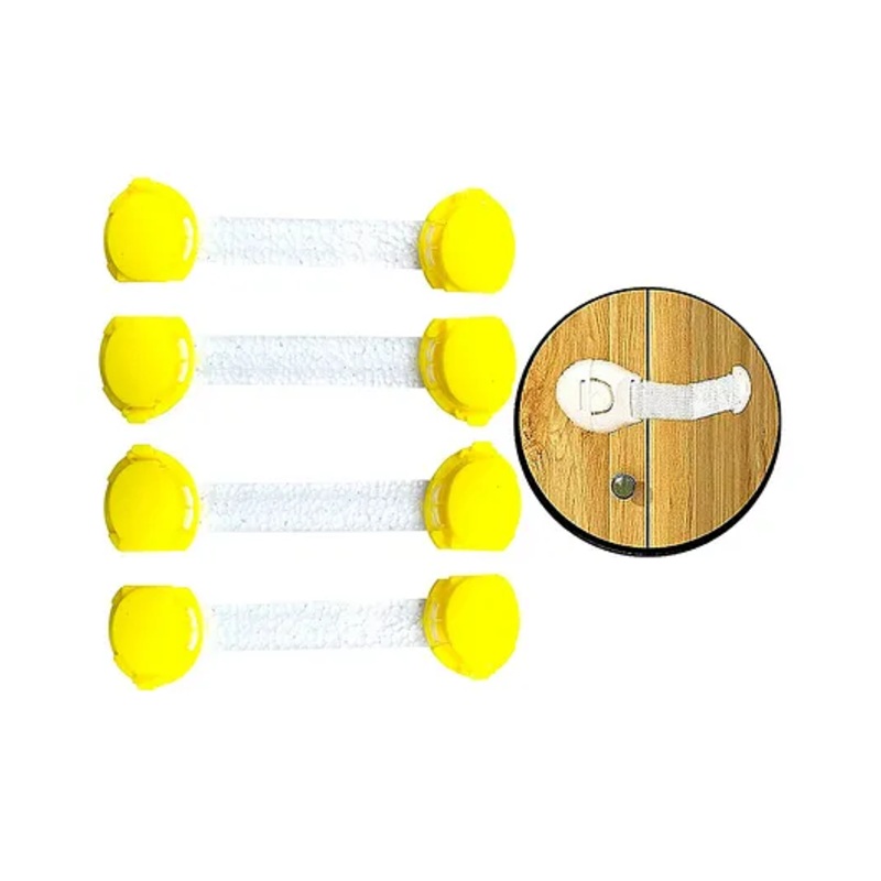 THE LITTLE LOOKERS Multipurpose Safety Lock for Doors, Cabinet, Fridge, Drawer Yellow – Pack of 4