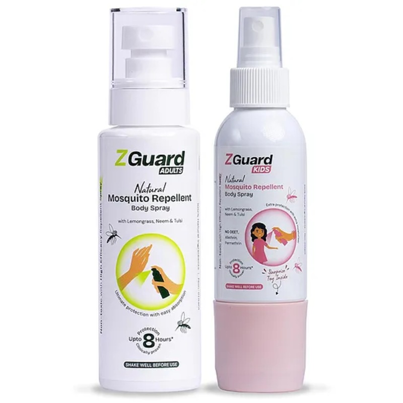 Z Guard Clinically Proven Natural Mosquito Repellent Spray for Adult and Kids Combo (Get Surprise Toy Gift for Girls)| Powerful Anti-Mosquito Spray | Paediatrician & Dermatologically Tested