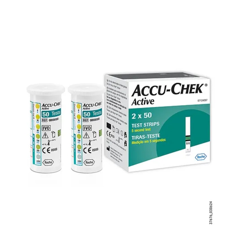 Accu-Chek Active Test Strips | For use with Accu-Chek Active Glucometer | Pack of 100 Strips