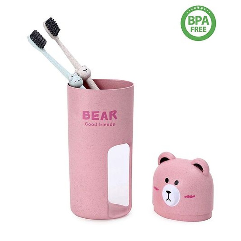 Bear Design Set Of 2 Toothbrush With Box (Colour May Vary)