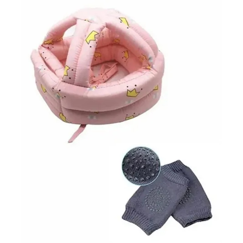 BOXOT IMPEX Adjustable Cushioned Baby Safety Helmet with knee pad (color may vary) HK-13