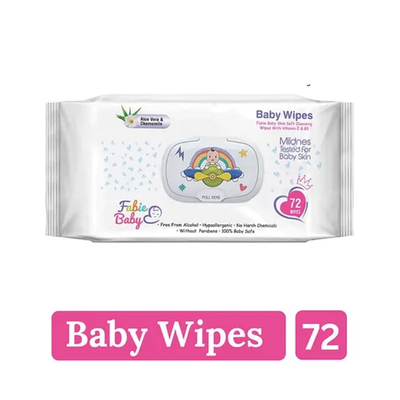Fabie Baby Wipes (72Pcs) for New Born Baby with Vitamin E & B5