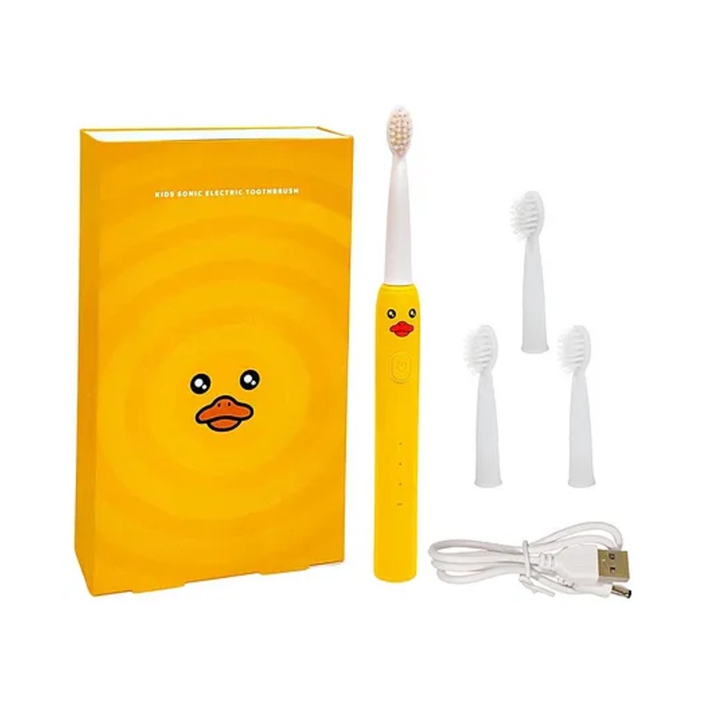 FunBlast Duck Themed Electric Toothbrush with 3 Replacement Brush Heads & Charger