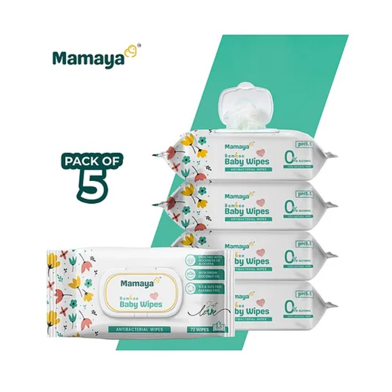 Mamaya  Baby Wipes, Pack of 5