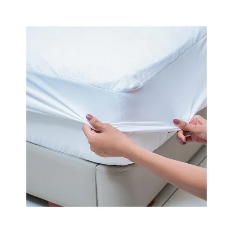 MY ARMOR 220 GSM Waterproof Terry Cotton Mattress Protector Twin Size – White