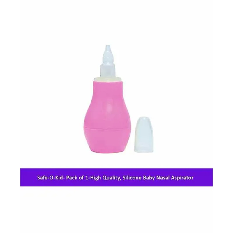 Safe-O-Kid Silicone Baby Nasal Aspirator – Pink White