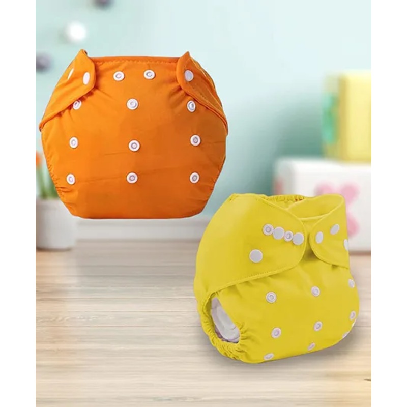 Sparkle Joy Free Size Reusable Cloth Diaper Without Insert Pack Of 2 – Yellow & Orange