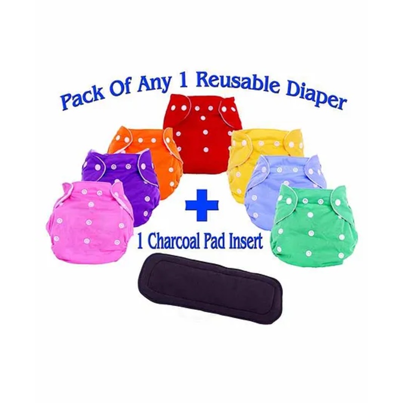 The Little Lookers Adjustable Cotton Diaper With Charcoal Pad Insert ( Colour May Vary)