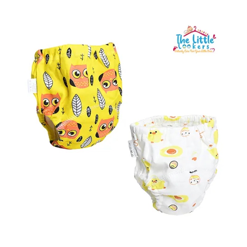 THE LITTLE LOOKERS Potty Training Pants for Babies I Reusable & Waterproof Pull up Underwear | Cloth Diaper for Babies-Yellow & White Duck – Medium (1 Year – 2 Years) (Pack of 2)