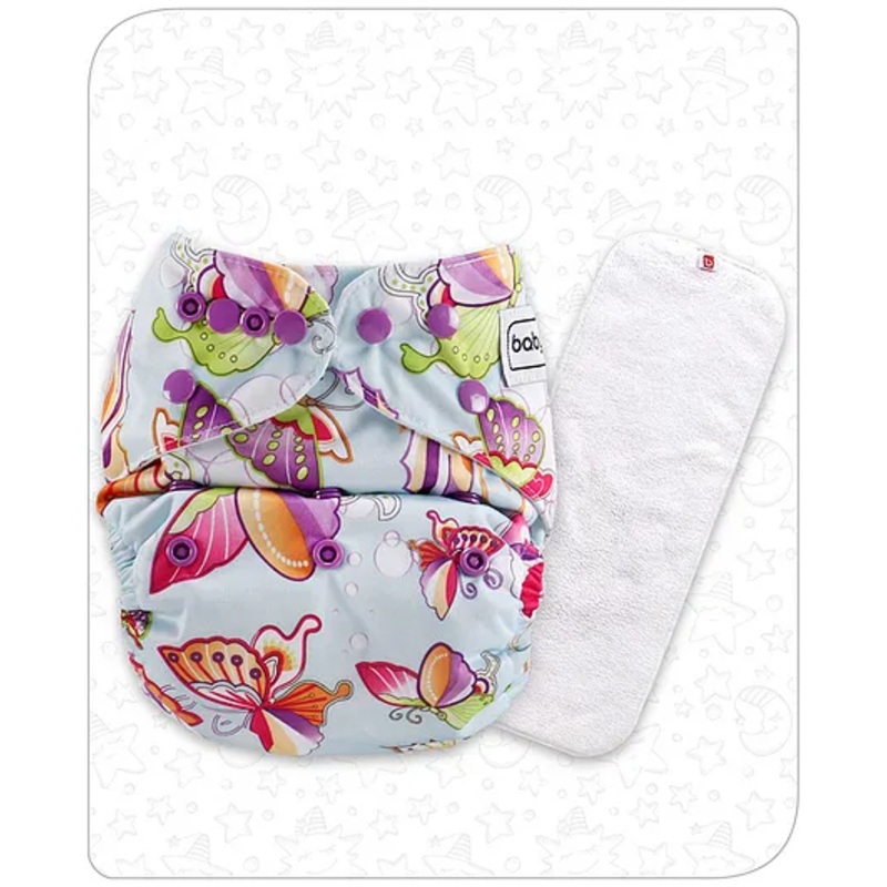 Babyhug Free Size Reusable Cloth Nappies With Insert Butterfly Print – Multicolor