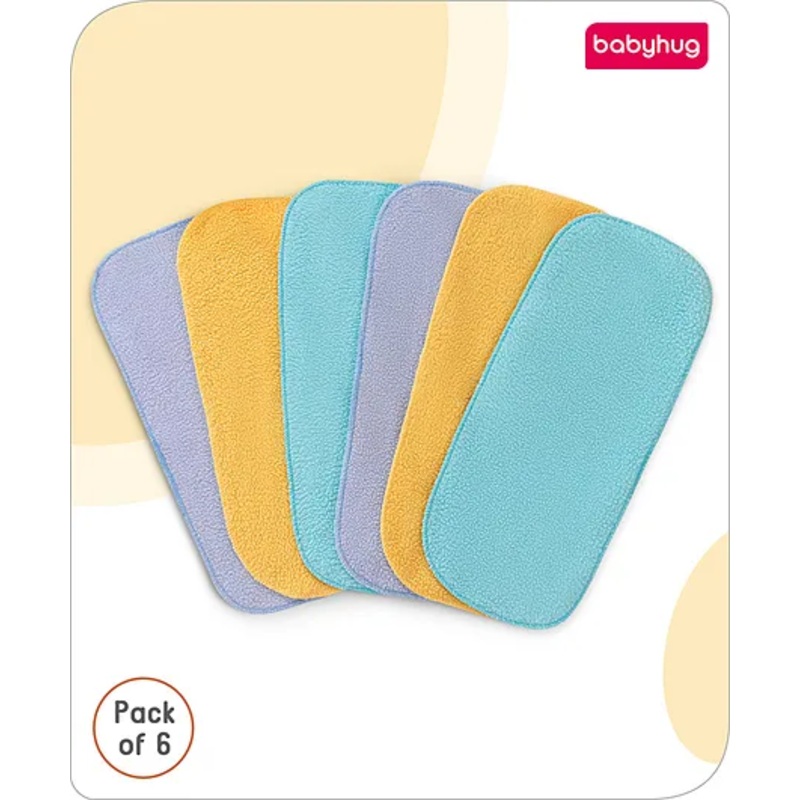 Babyhug Reusable Stay Dry Fleece Cloth Diaper Inserts Pack of 6 -Multicolour