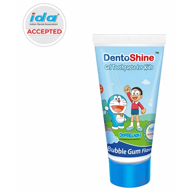 DentoShine Doraemon Printed Bubblegum Flavoured Gel Toothpaste – 80 gm