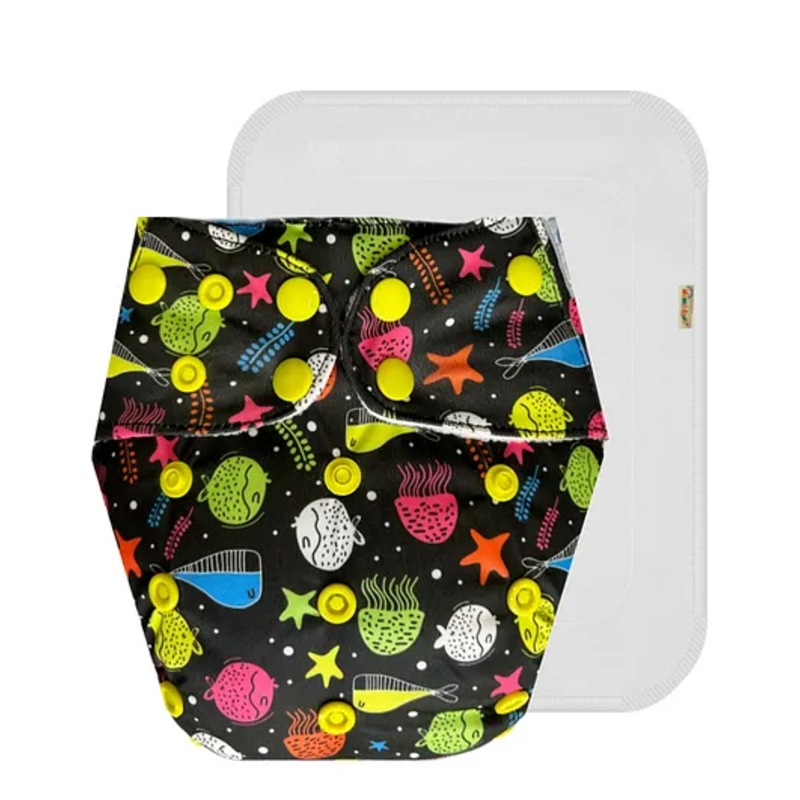 Dumbledo Cloth Diaper Unisex Leakage Proof Eco-Friendly Reusable Adjustable Free Size Quick Dry Without Insert Pack of 1 – Black