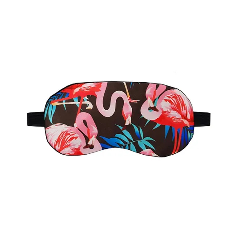 Jenna Flamingo Printed Sleeping Eye Mask – Black