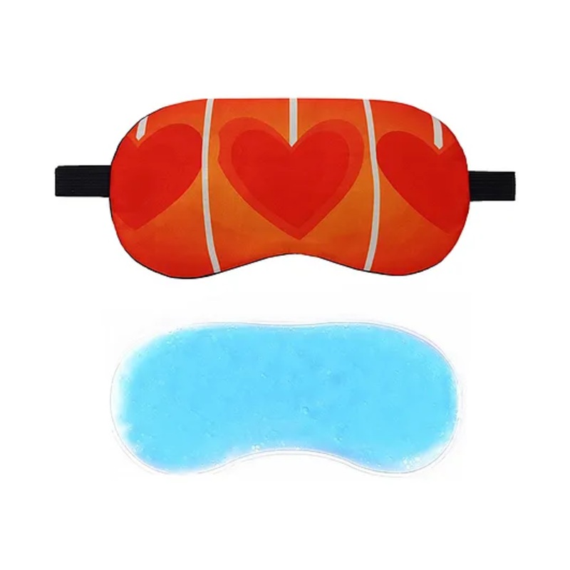 Jenna Print Cute 3 Heart Red Sleeping Eye Shade Mask Cover With cooling Gel – Red