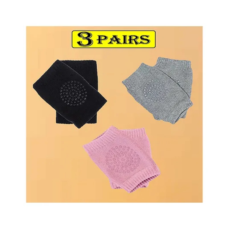 Joy Buzz Anti Slip Stretchable Knee Cap Elbow Safety Protector Set Of 3 – Pink, Black & Grey