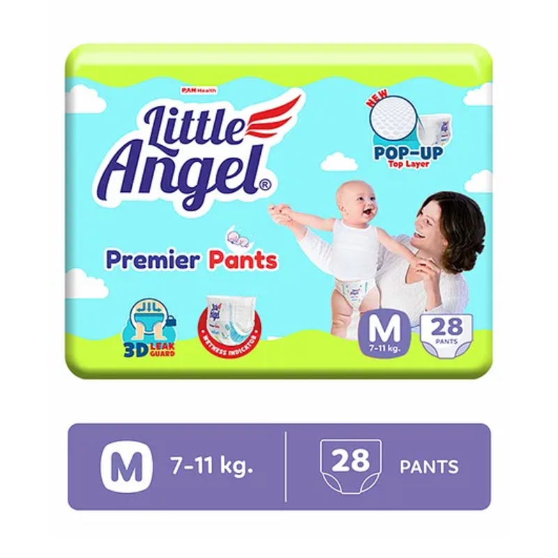 Little Angel Premier Pants Baby Diapers With Wetness Indicator Medium – 28 Pieces