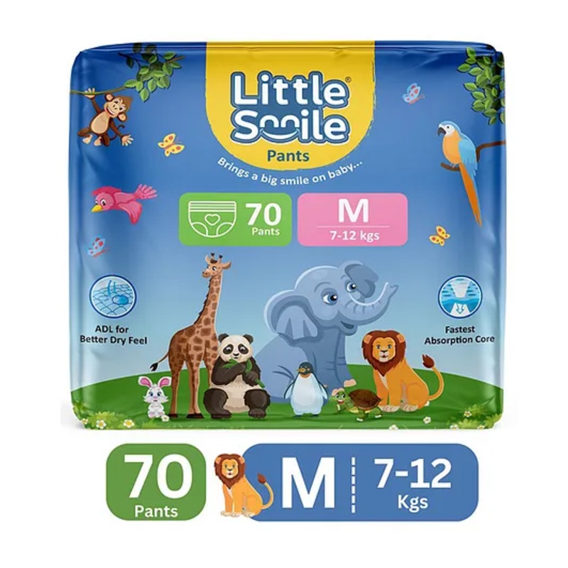 Little Smile Better Dry Feel Baby Diaper Pants | Medium – M (70 Pieces)