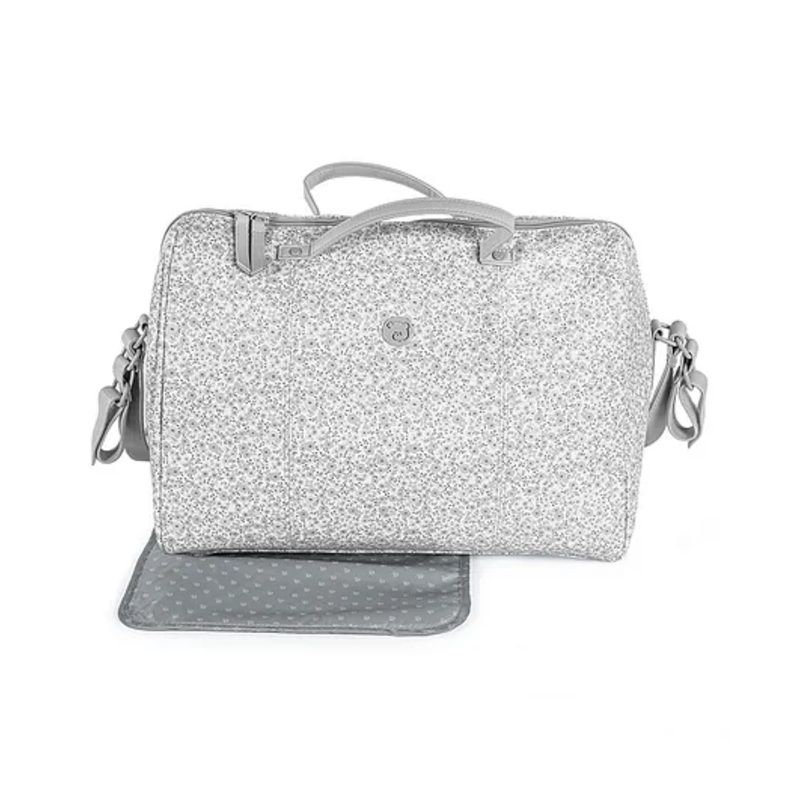 Pasito a Pasito Flower Mellow Grey Diaper Changing Bag with Mat
