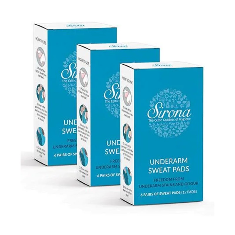 Sirona Under Arm Sweat Pads Pack of 3 – 12 Pads Each