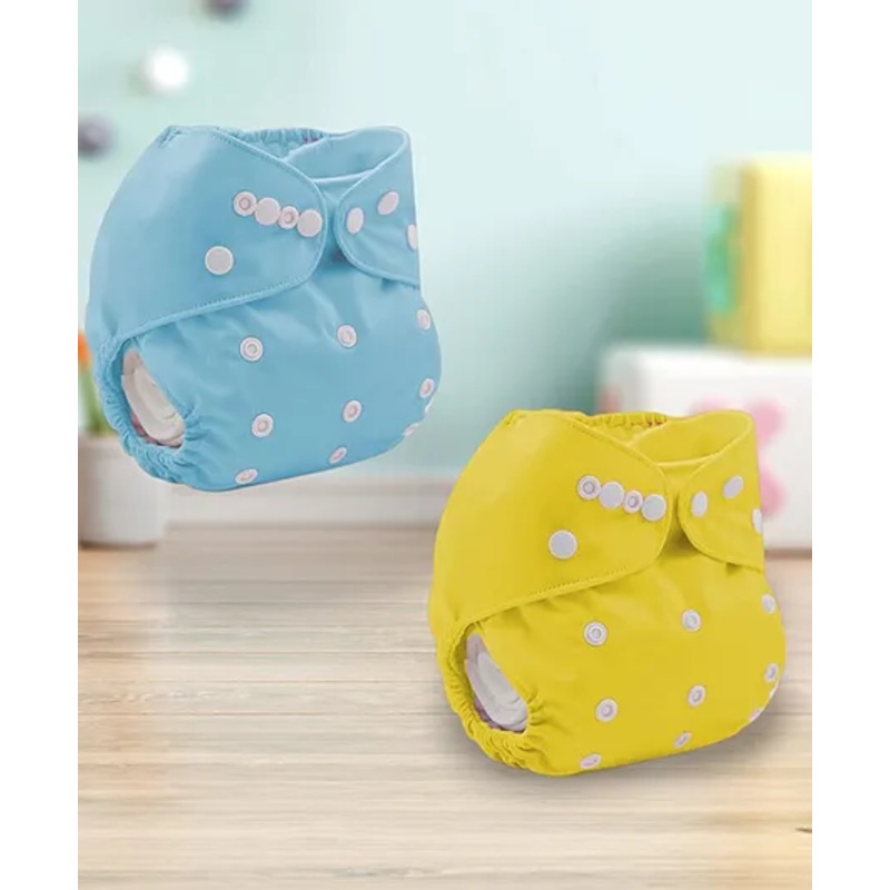 Sparkle Joy Free Size Reusable Cloth Diaper Without Insert Pack Of 2 – Yellow & Sky-blue