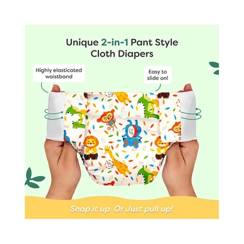 SuperBottoms Cloth Diaper Pants with Animal Print – White