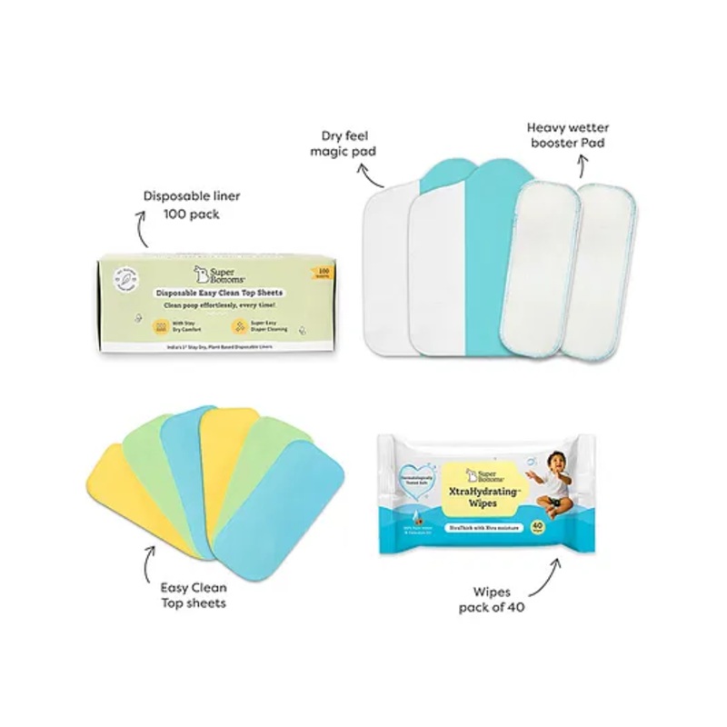 SuperBottoms Reusable And Washable Cloth Diapers For Babies Stock Up Essential Bundle Set Of 13 – Multicolour