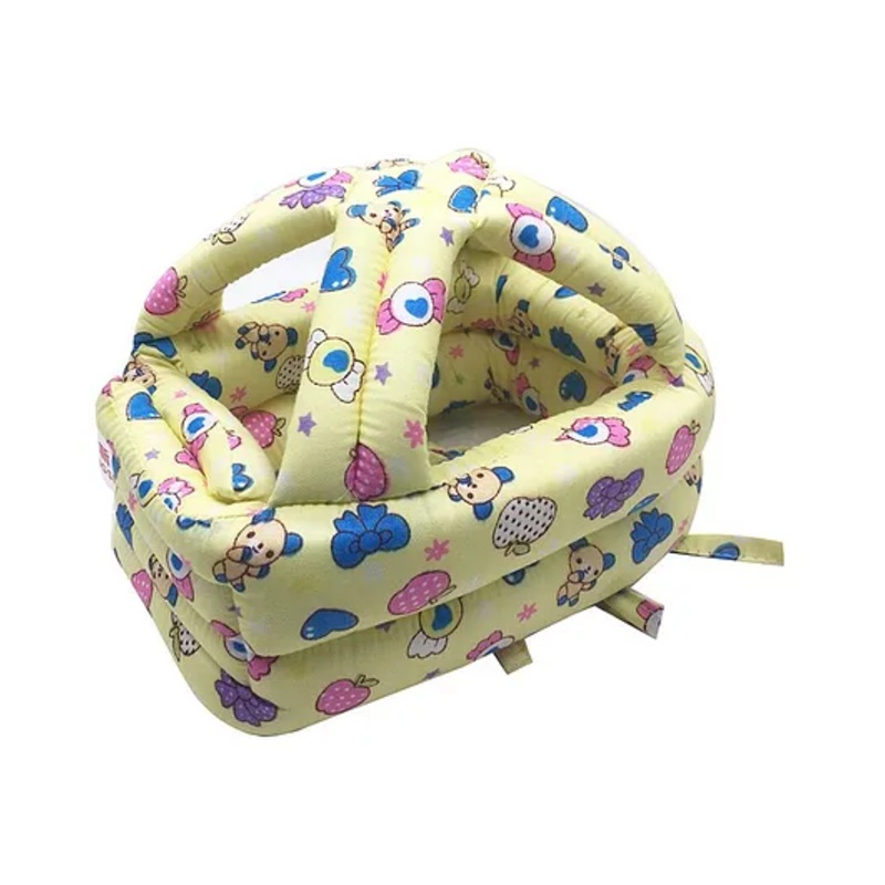 Syga Adjustable Cushioned Baby Safety Helmet Beer Print – Yellow