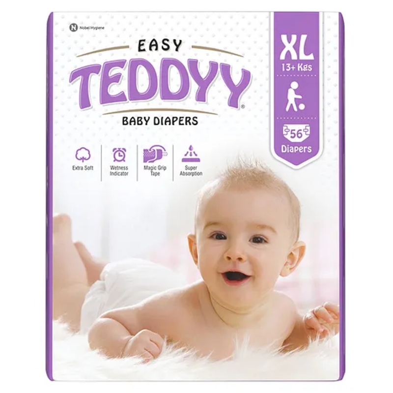 Teddyy Baby Diapers Easy Xlarge 56 Pieces,Taped Style Diaper