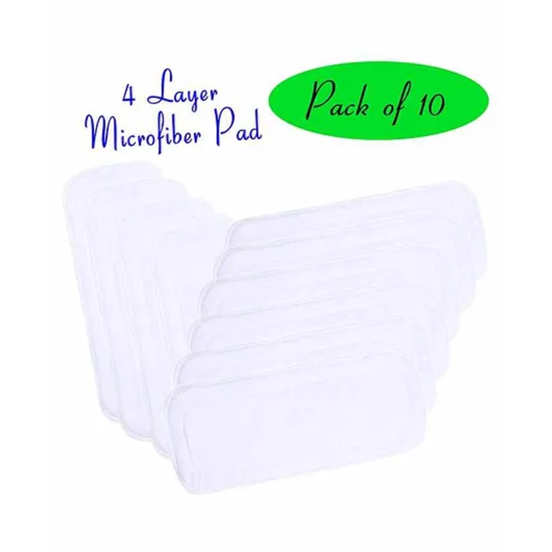 The Little Lookers 4 Layer Microfiber Insert For Reusable Diapers Pack Of 10 – White