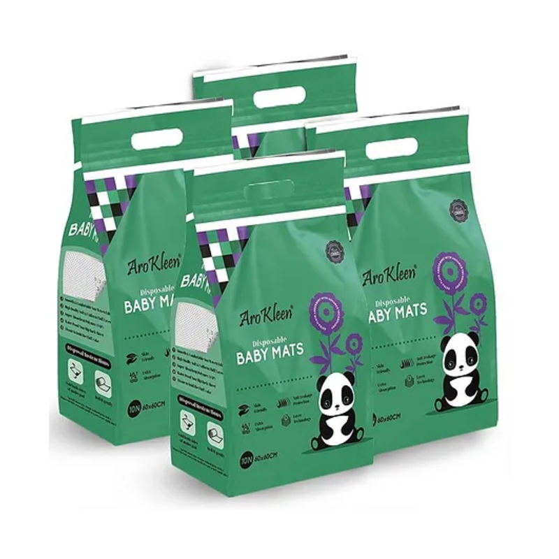 Aro Kleen Disposable Baby Underpad & Changing Mats, Waterproof, Breathable, Skin Friendly |Super Absorbent, Non-Slip Back Sheet 60x60cm, Pack of 4 (40 Pcs)