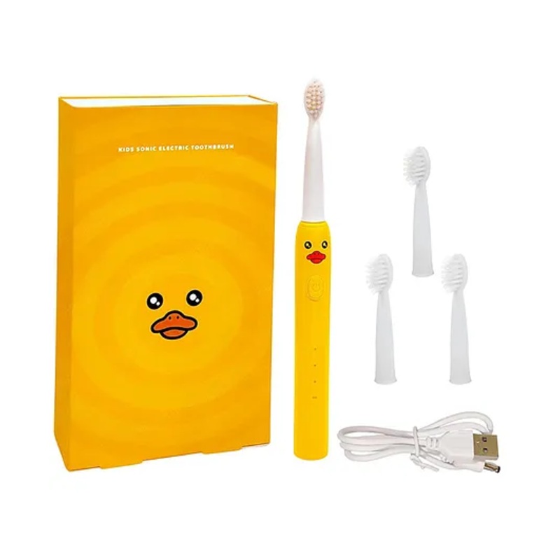 Bunie Duck Themed Electric Toothbrush with 3 Replacement Brush Heads for Kids