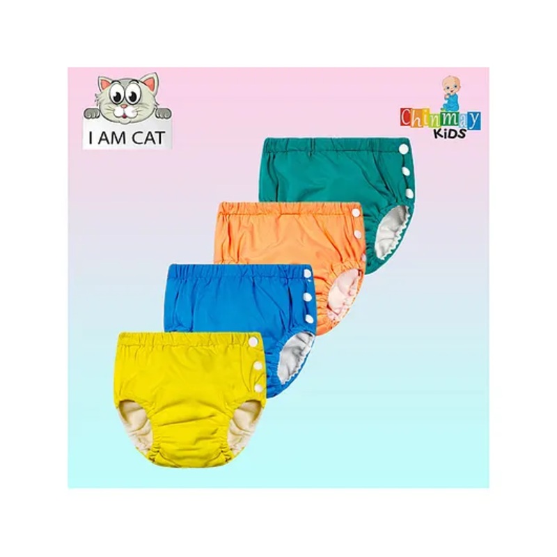 Chinmay Kids Reusable Swimwear Diaper Pants Set Of 4 – Yellow Orange Green & Blue