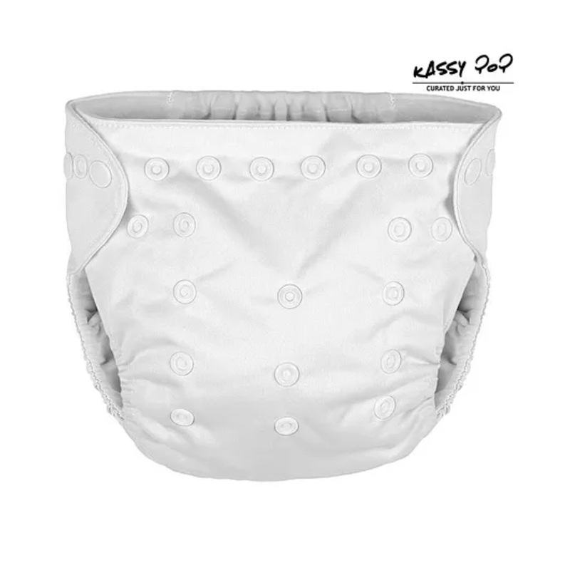 Kassy Pop Reusable Diaper Cover With Cotton Insert – White