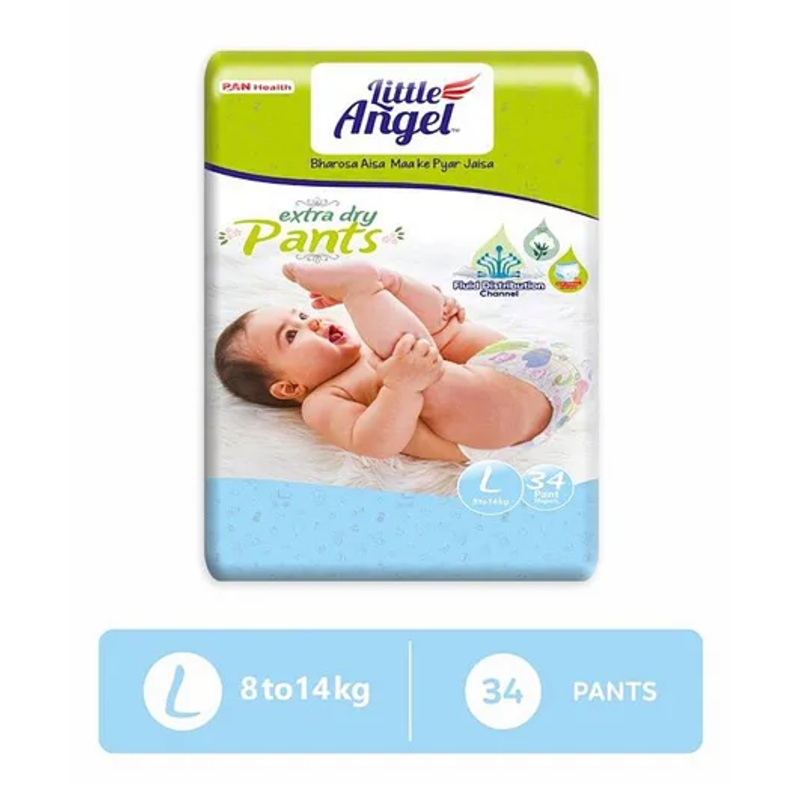 Little Angel Pant Style Extra Dry Large Diapers – 34 Pieces