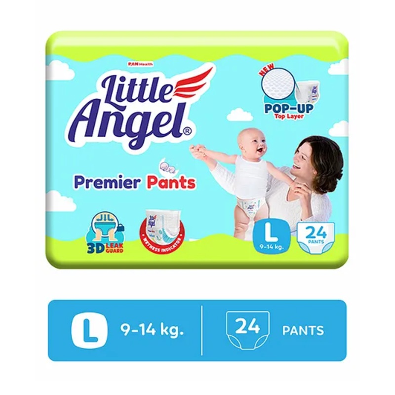 Little Angel Premier Pants Baby Diapers With Wetness Indicator Large – 24 Pieces