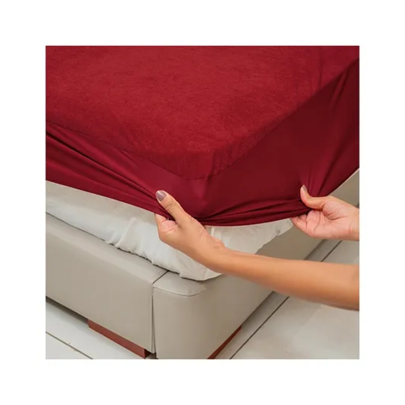 MY ARMOR 220 GSM Waterproof Terry Cotton Mattress Protector Twinxl – Maroon