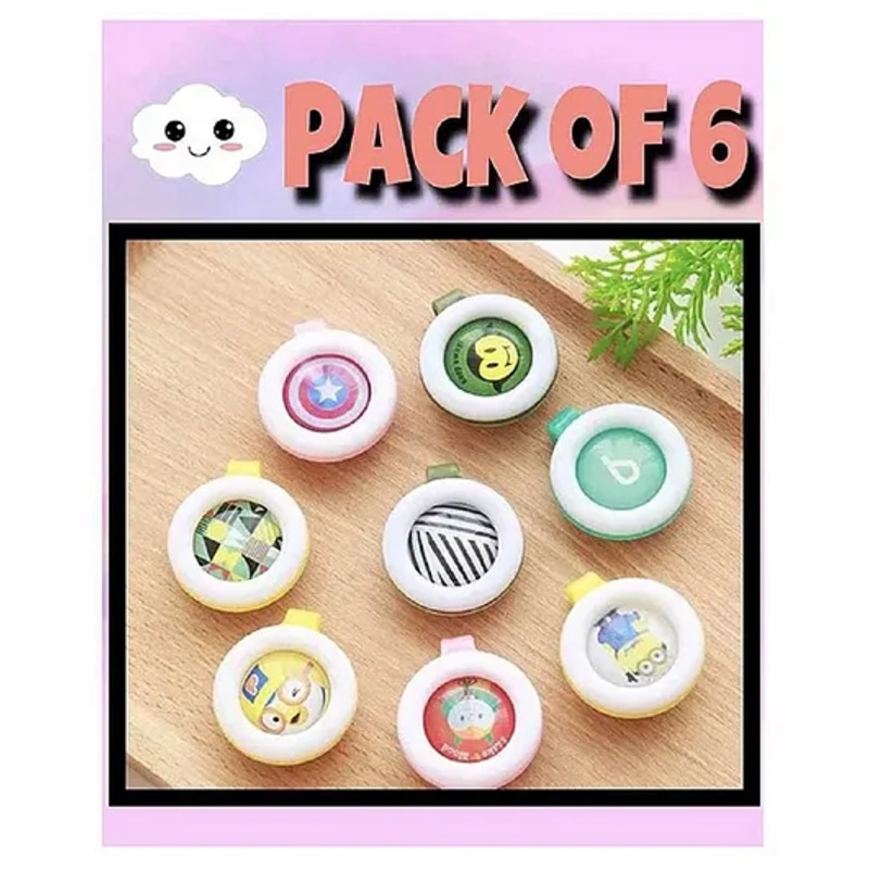 Ortis Reusable Mosquito Repellent Badge Pack of 6 – Colour & Print May Vary