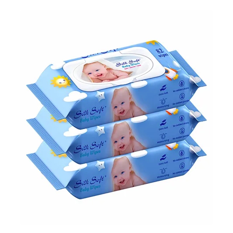 Silk Soft Baby Wet Wipes With-Lid 82Pcs (Pack of 3)