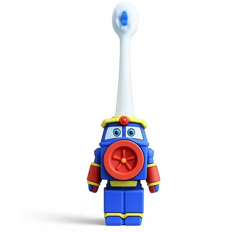 the Little Lookers Robot Shape Toothbrush for Kids with Soft Bristles, BPA-Free & Non-Toxic (Ages 1-5) Blue