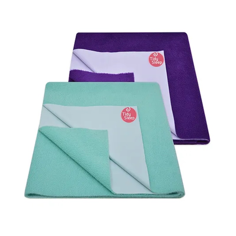 TIDY SLEEP Ultra Absorbent Baby Dry Sheets & Bed Protector Medium Pack of 2 – Plum Ocean Blue