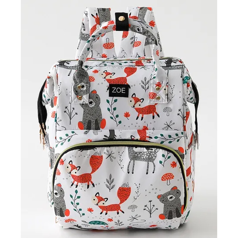 ZOE Furry Tales Multipurpose Diaper Backpack – White