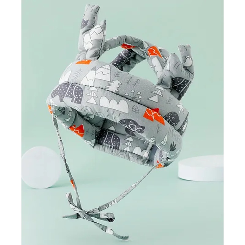 Baby Helmets With Jungle Theme Print – Grey