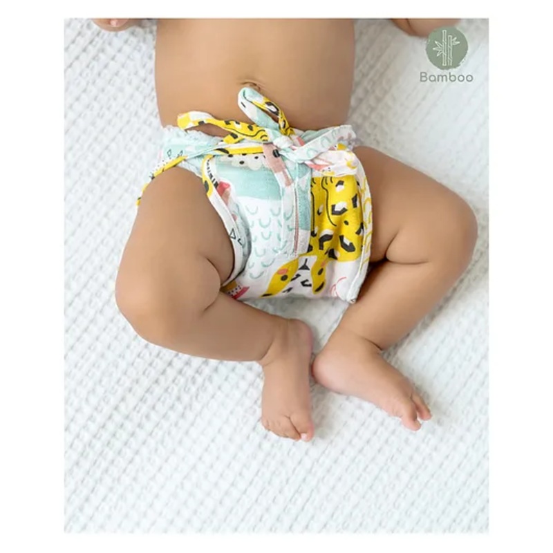 Cocoon Care Unisex Bamboo Muslin Multicolour cloth nappy with extra padding for Baby 0 To 6 Months